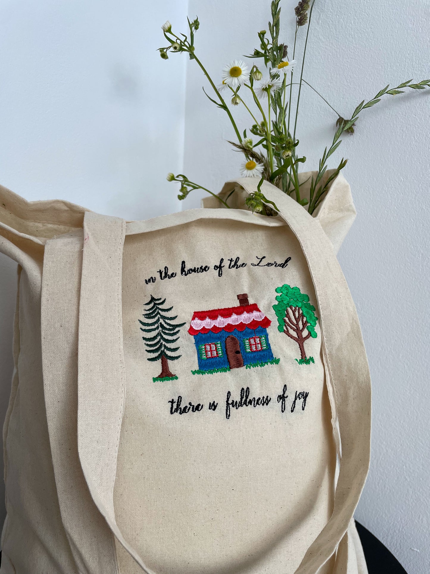 Fullness of joy Embroidered Tote Bag