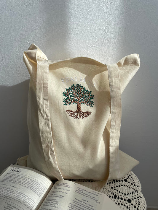 Psalm 1:3 Embroidered Tote Bag