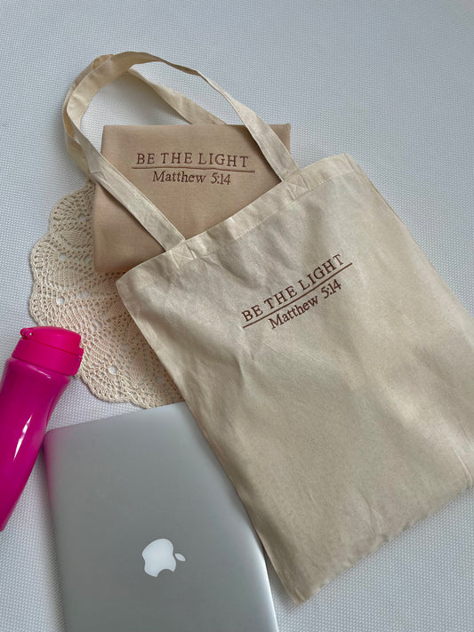 Be The Light Matching Set Embroidered Tote Bag + Sweatshirt