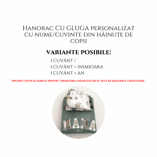 Hanorac cu gluga (HOODIE) personalizat cu hăinuțe de la copii