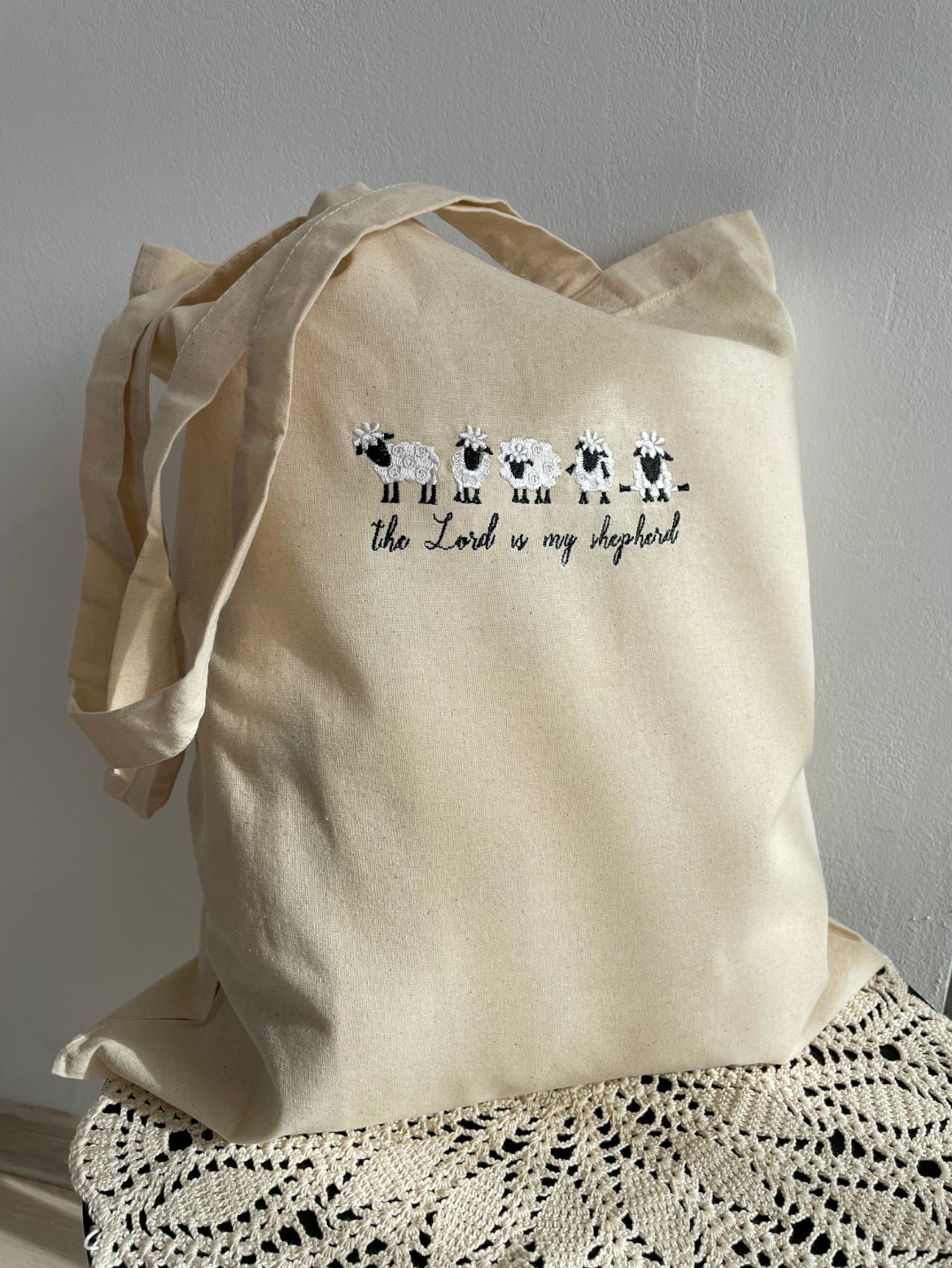 The Lord is My Shepherd Embroidered Tote Bag