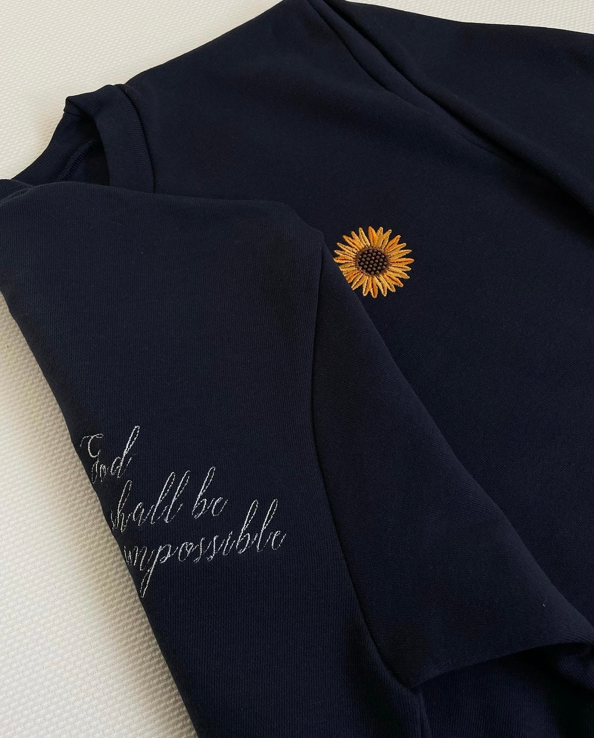 For With God Nothing Shall Be Impossible Embroidered Sweatshirt