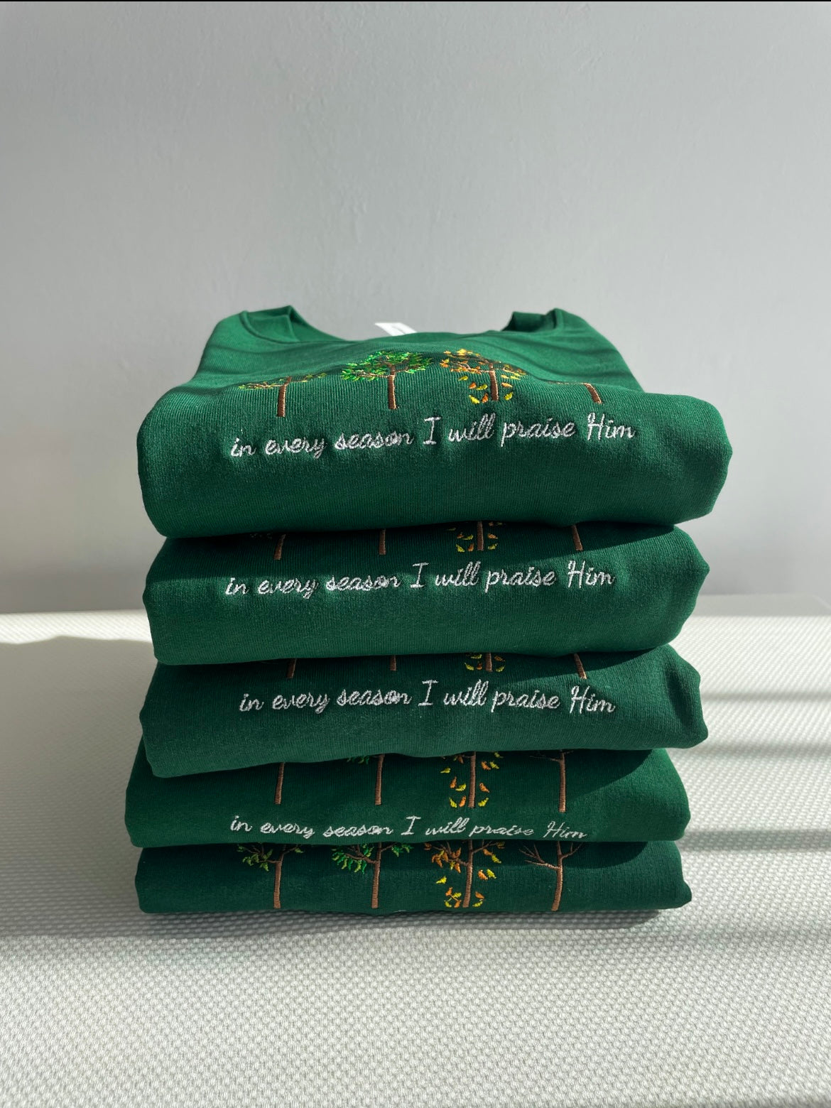 In Every Season I Will Praise Him Embroidered Sweatshirt