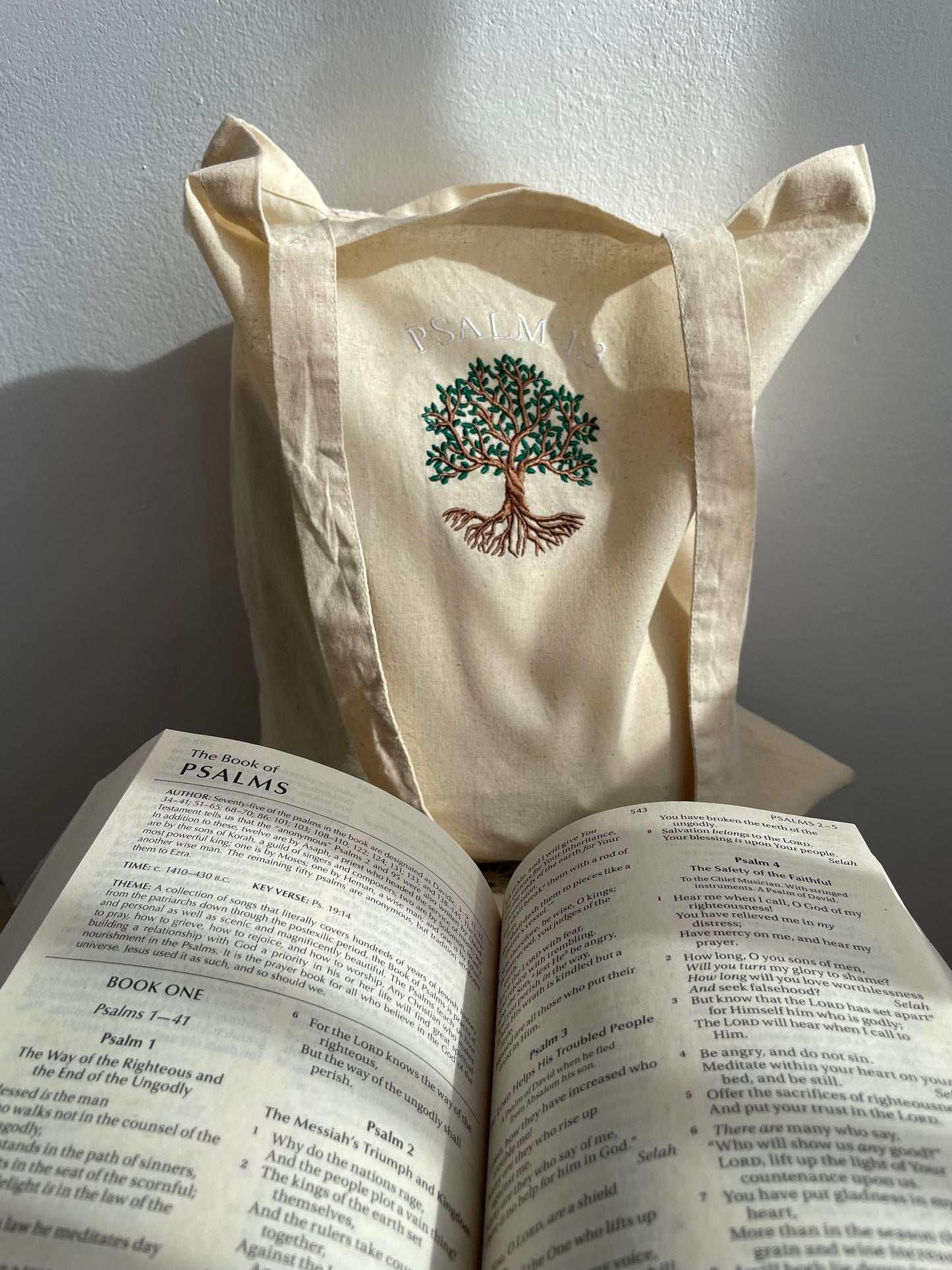 Psalm 1:3 Embroidered Tote Bag