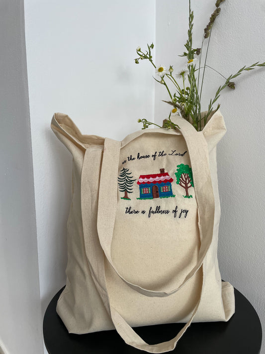 Fullness of joy Embroidered Tote Bag